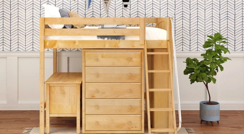 Lofted bed with storage